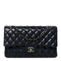Caviar Quilted Medium Double Flap Navy