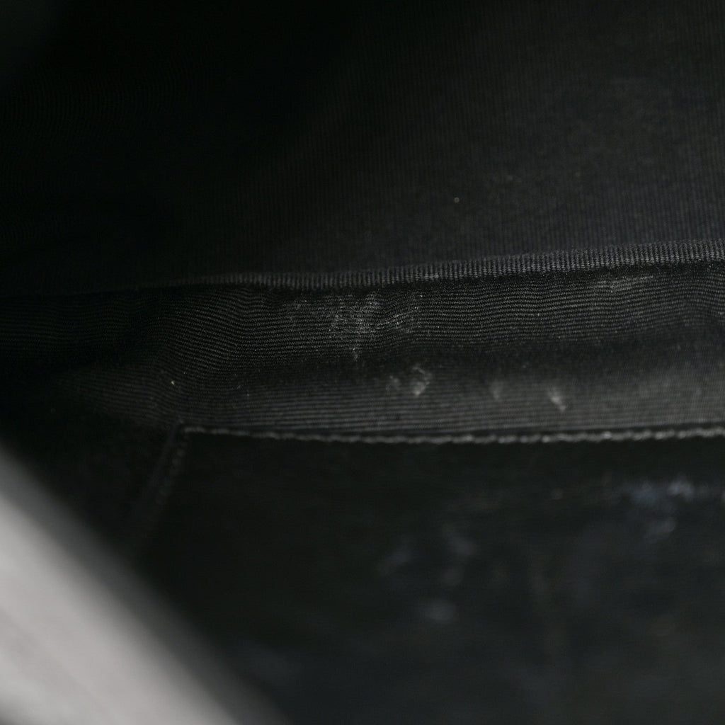 Crinkled Calfskin Matelasse Monogram Medium Niki Chain Satchel Black