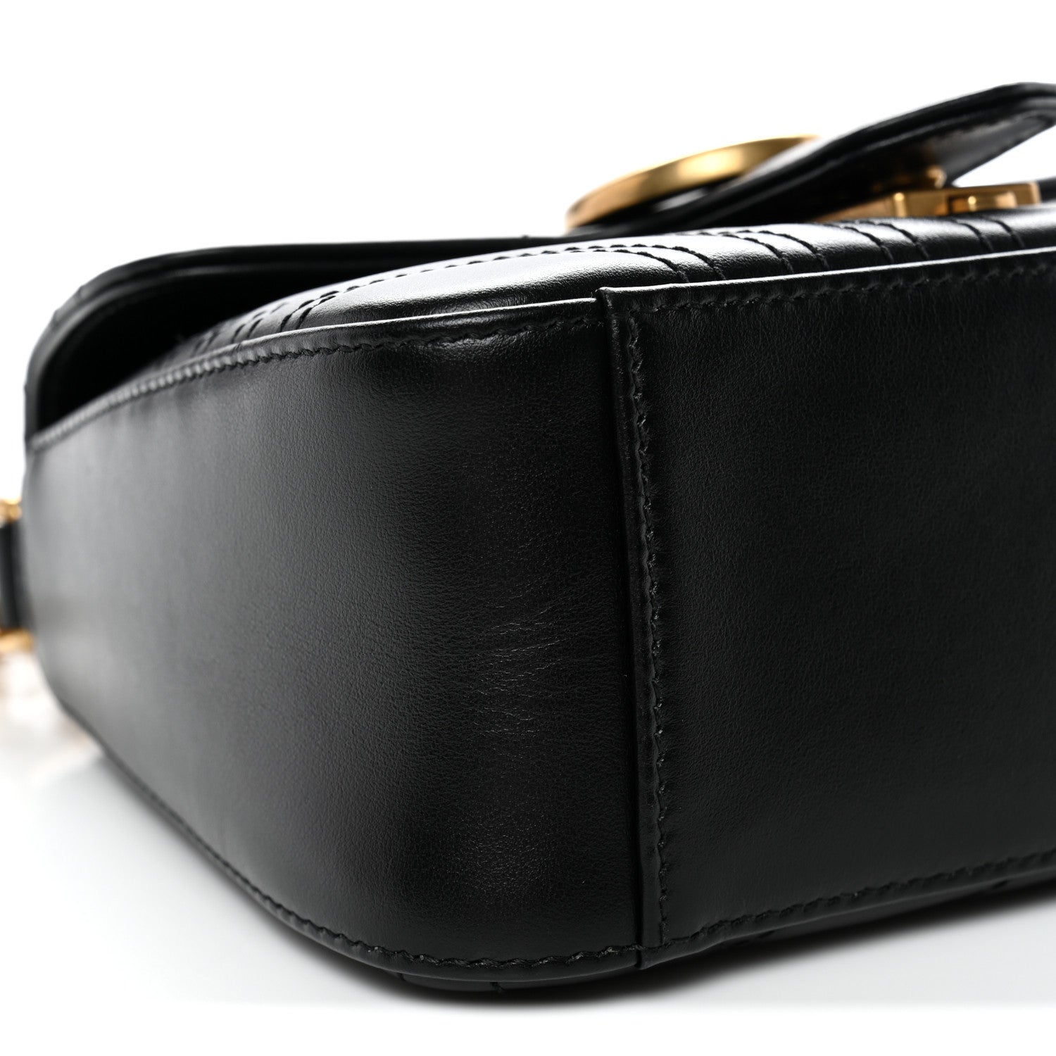 Calfskin Matelasse Mini GG Marmont Top Handle Shoulder Bag Black