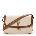 Linen Calfskin Monogram Small Solferino Satchel Greggio Brick