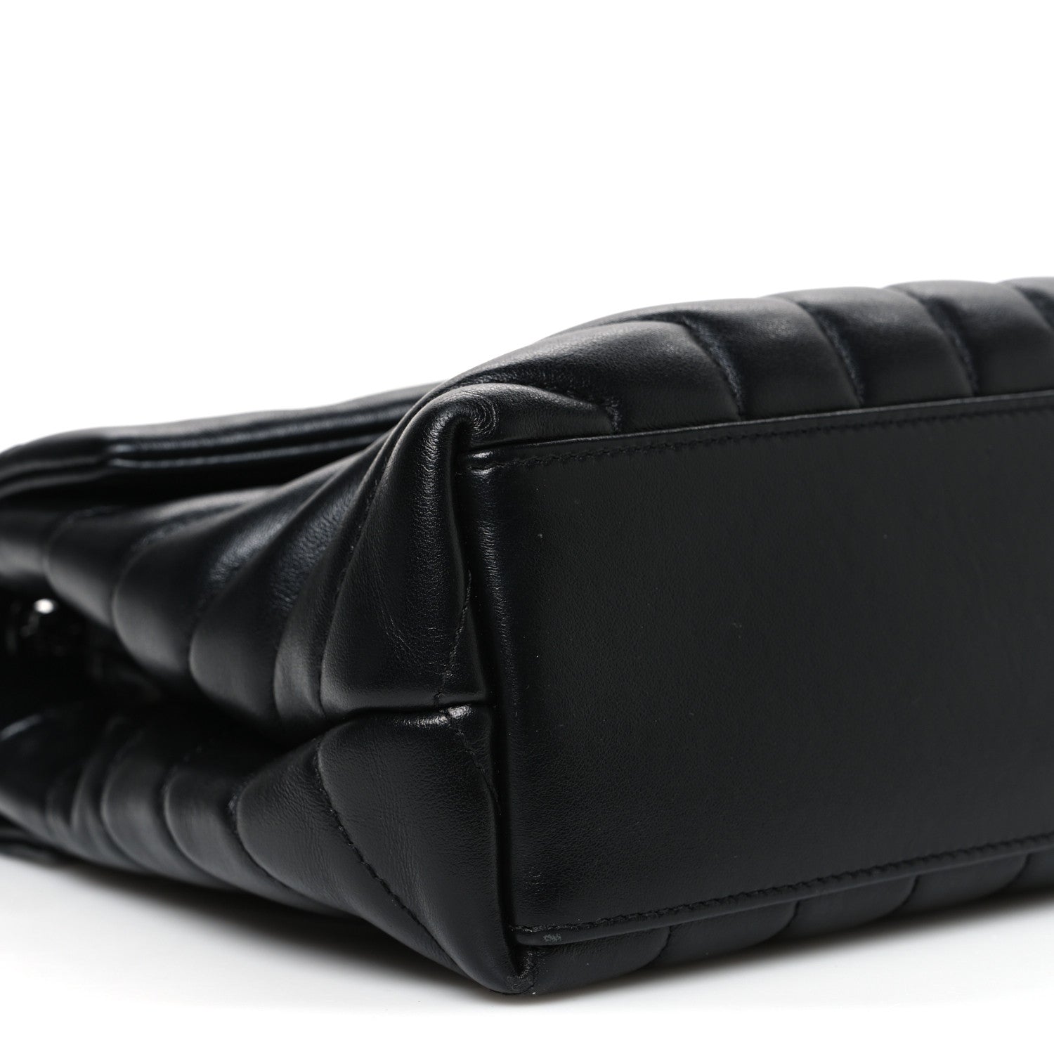 Calfskin Y Quilted Monogram Monochrome Small Loulou Chain Satchel Black