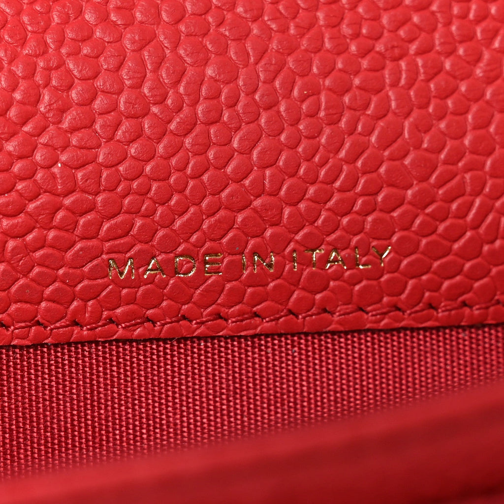 Caviar Quilted Boy Flap  Holder Wallet Red