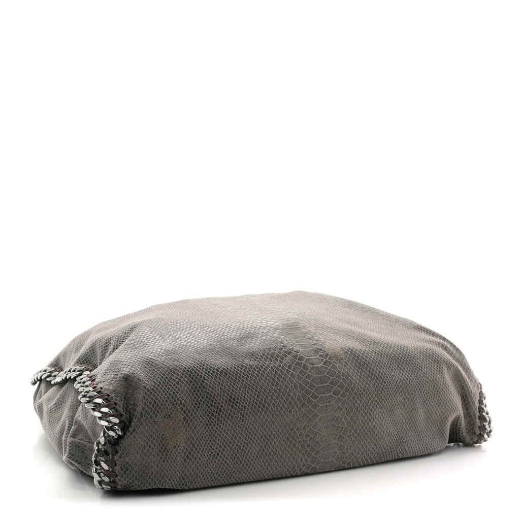 Metallic Faux Snakeskin Big Falabella Tote Grey