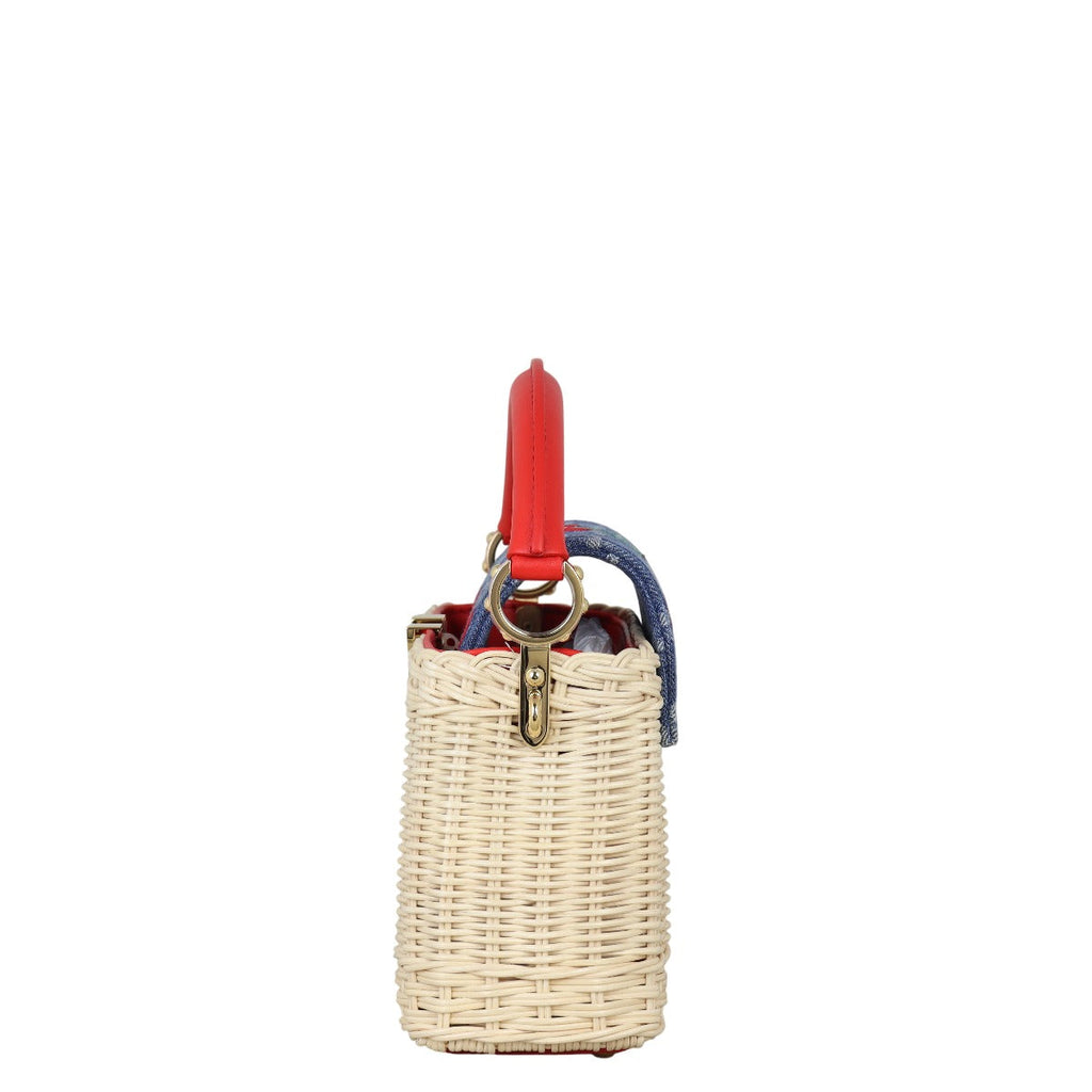 Louis Vuitton x Takashi Murakami Capucines Mini Wicker Monogram Denim Cerises