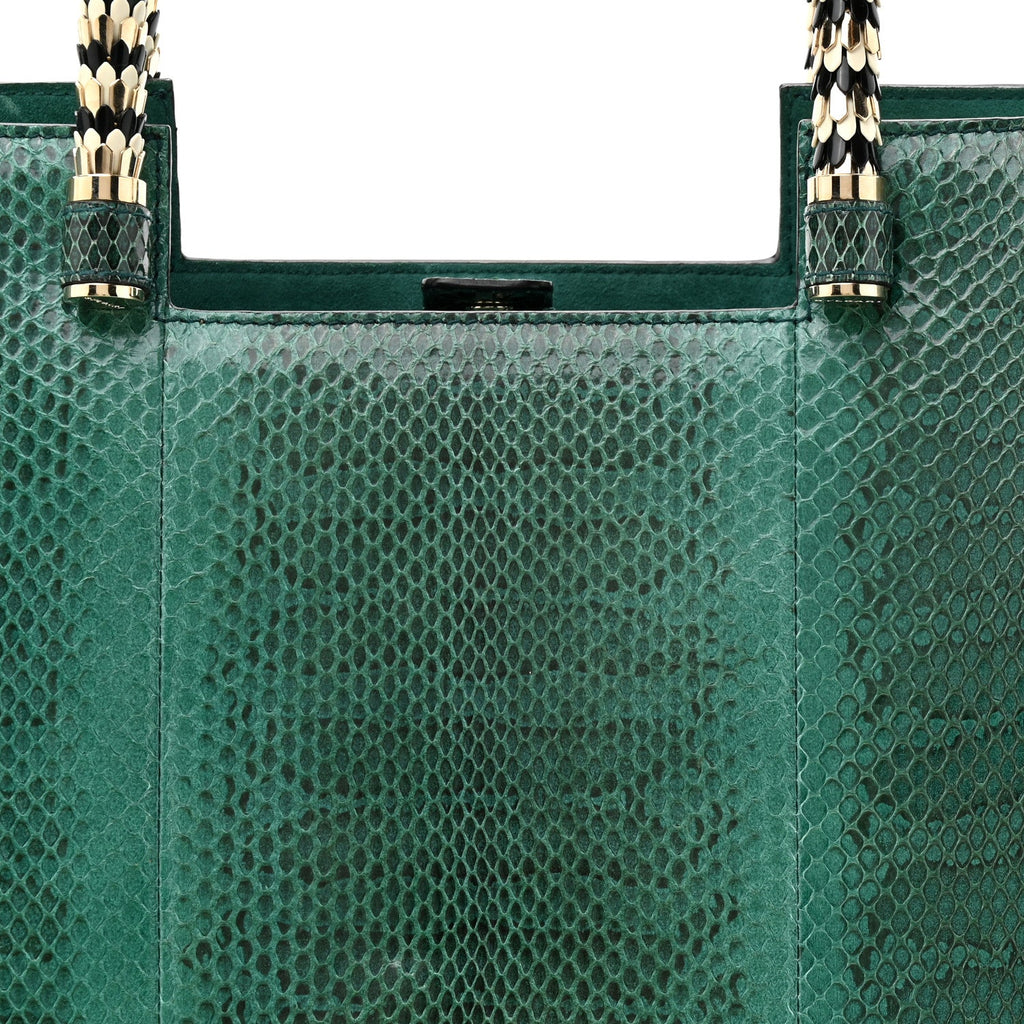 Snakeskin Medium Serpenti Top Handle Tote Emerald