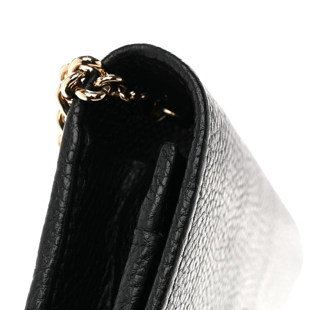 Pebbled Calfskin Soho Wallet On Chain Black