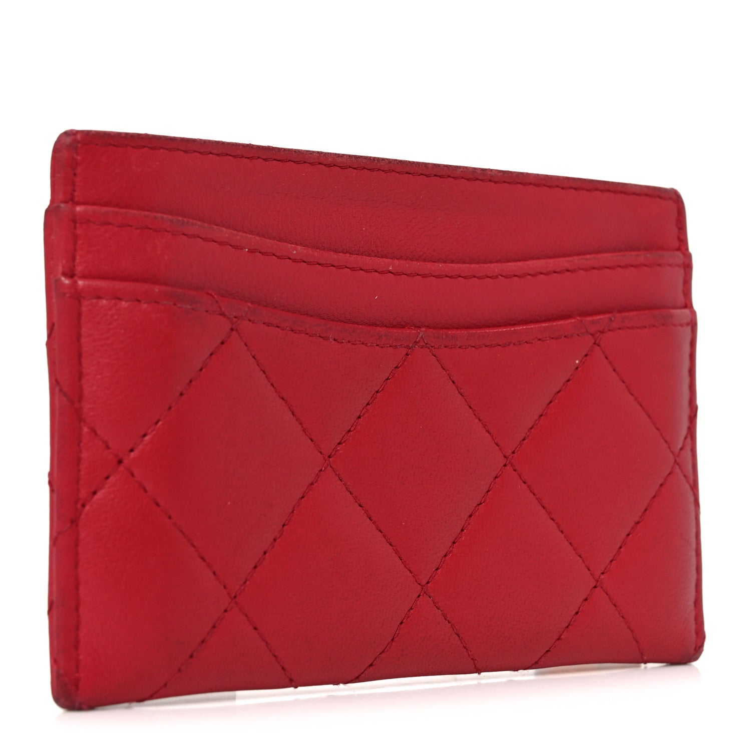 Lambskin Quilted  Holder Red