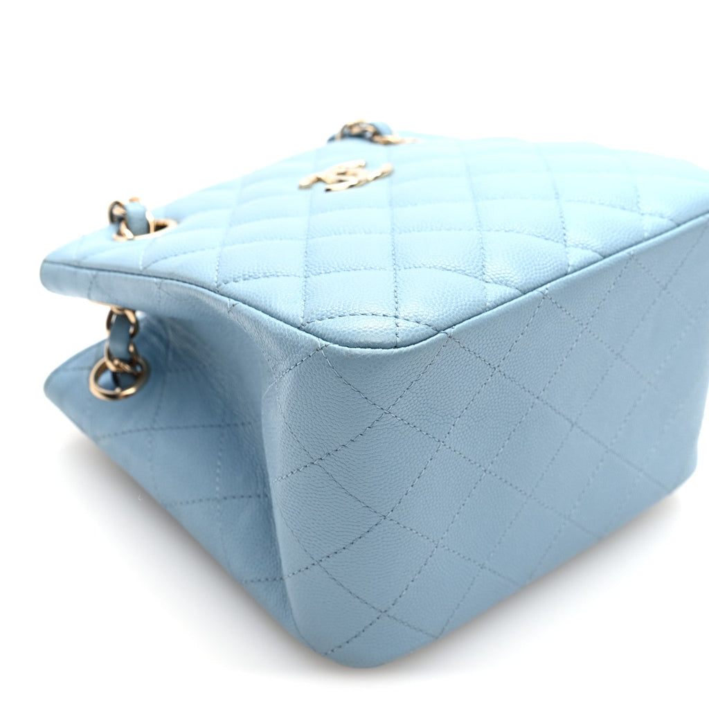 Caviar Quilted Mini Bucket Bag Blue