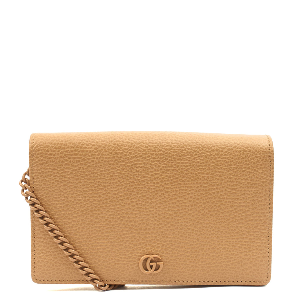 Gucci Cross Body Marmont Wallet On Chain in Neutral, Leather