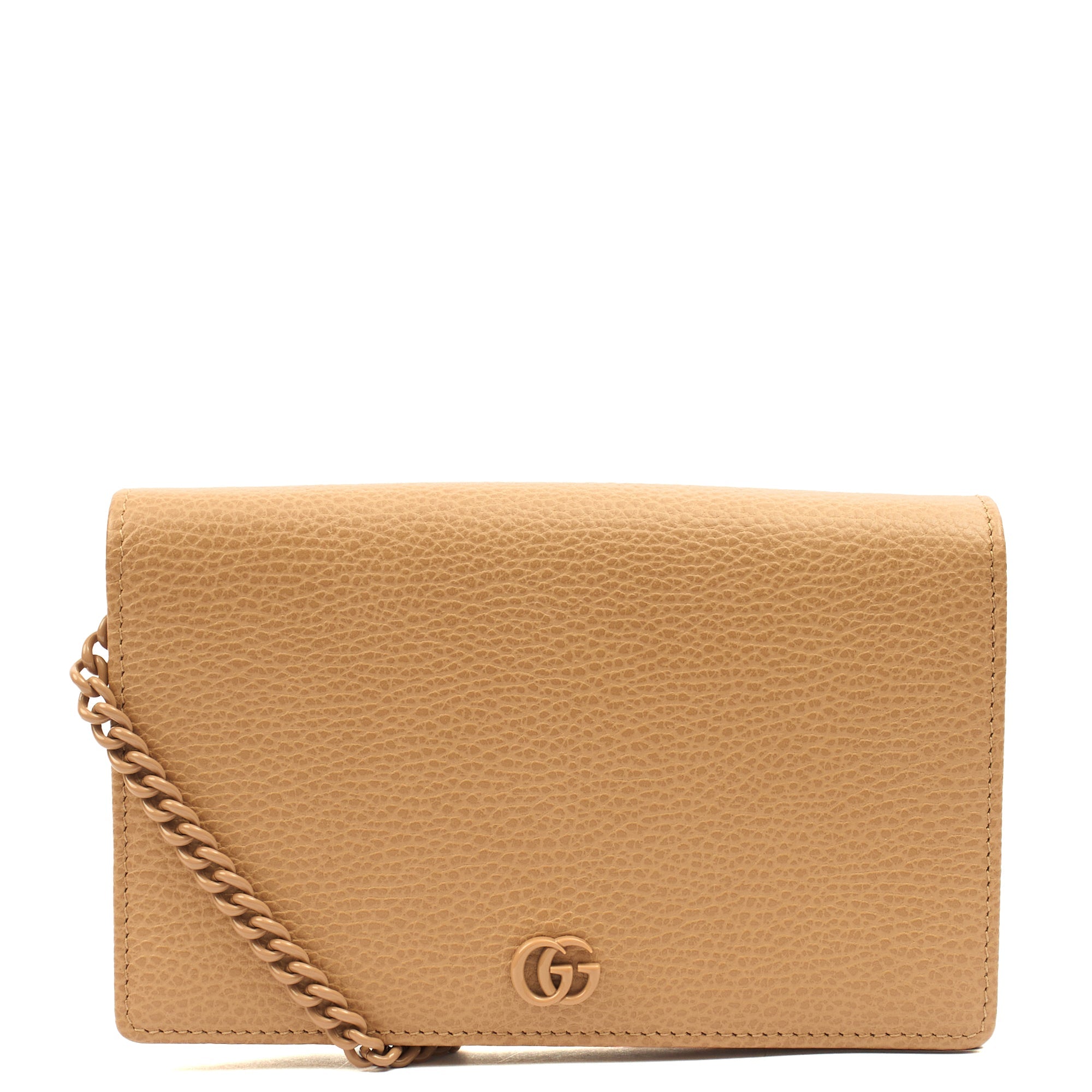 Gucci Cross Body Marmont Wallet On Chain in Neutral, Leather