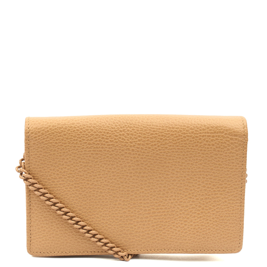 Gucci Cross Body Marmont Wallet On Chain in Neutral, Leather