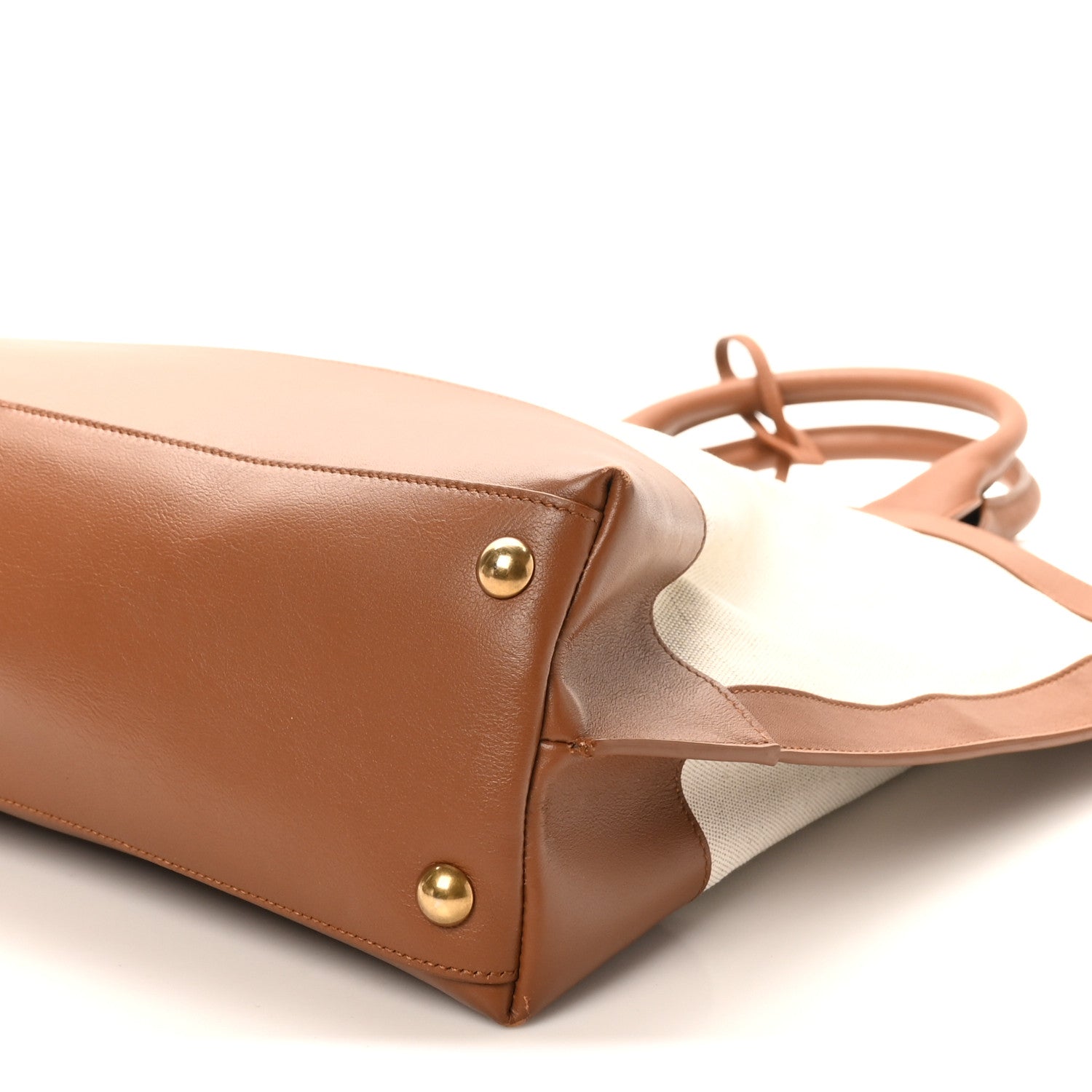 Calfskin Linen Two Tone Cabas Tote Beige
