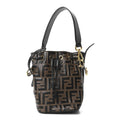 Vitello Liberty F is Fendi Bi-Color FF 1974 Embossed Mini Mon Tresor Bucket Bag Maya Black