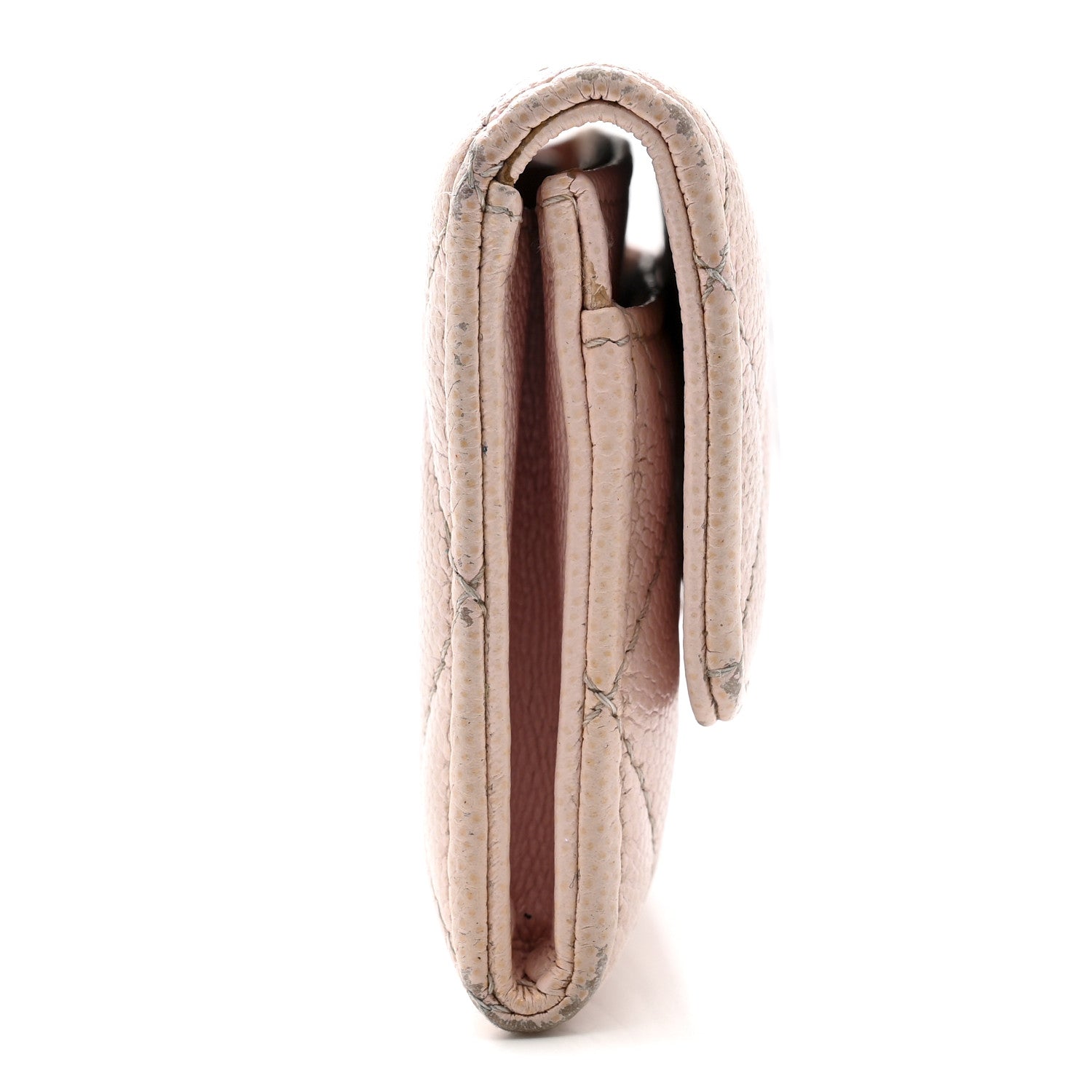 Caviar Quilted Crystal CC Flap  Holder Pink