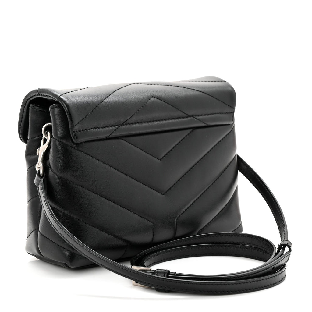 Calfskin Y Quilted Monogram Toy Loulou Crossbody Bag Black