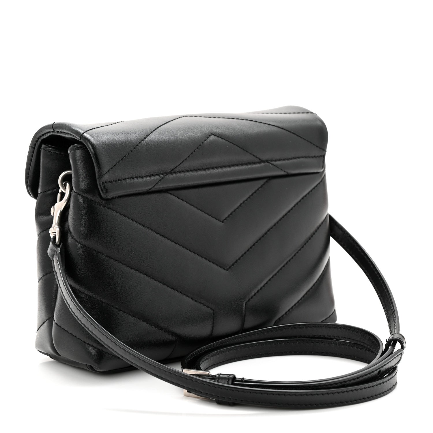 Calfskin Y Quilted Monogram Toy Loulou Crossbody Bag Black