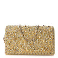 Calfskin Satin Bead Embroidery Lady Dior Clutch Gold Yellow