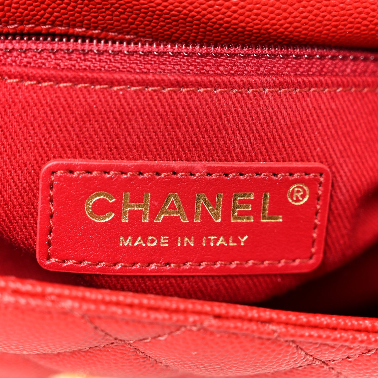 Caviar Lizard Embossed Quilted Mini Coco Handle Flap Red