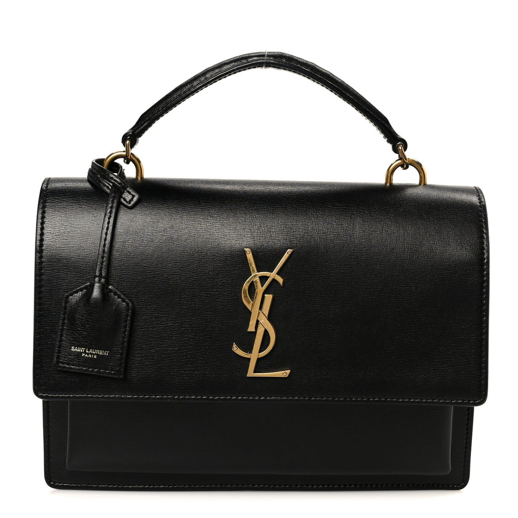 Smooth Calfskin Medium Monogram Sunset Satchel Black