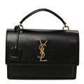 Smooth Calfskin Medium Monogram Sunset Satchel Black
