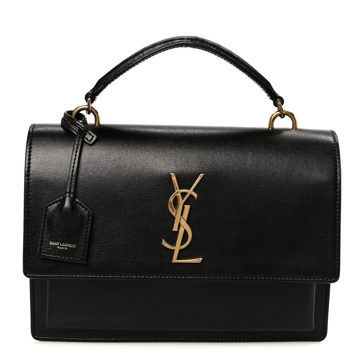 Smooth Calfskin Medium Monogram Sunset Satchel Black