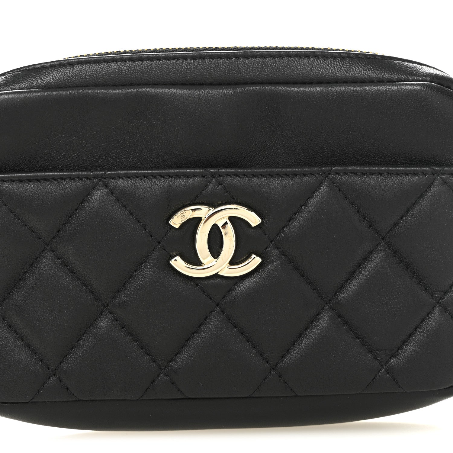 Lambskin Quilted Waist Bag Black