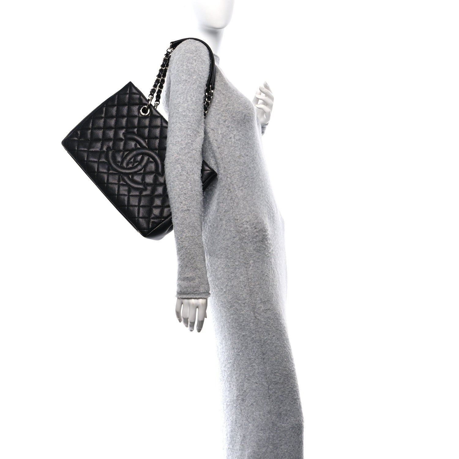 Caviar Quilted Grand Shopping Tote GST Black