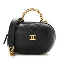 Lambskin Quilted CC Bubble Vanity Case With Chain Black