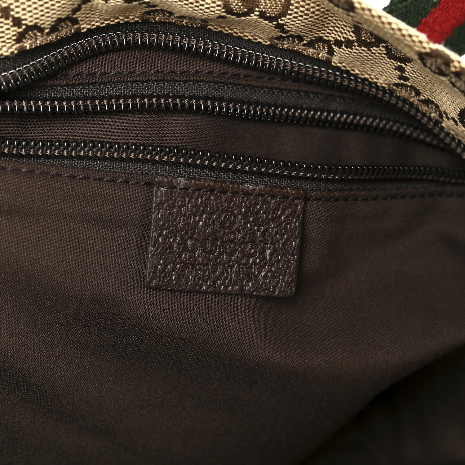 GG Monogram Small Web Handle Bucket Tote Dark Brown
