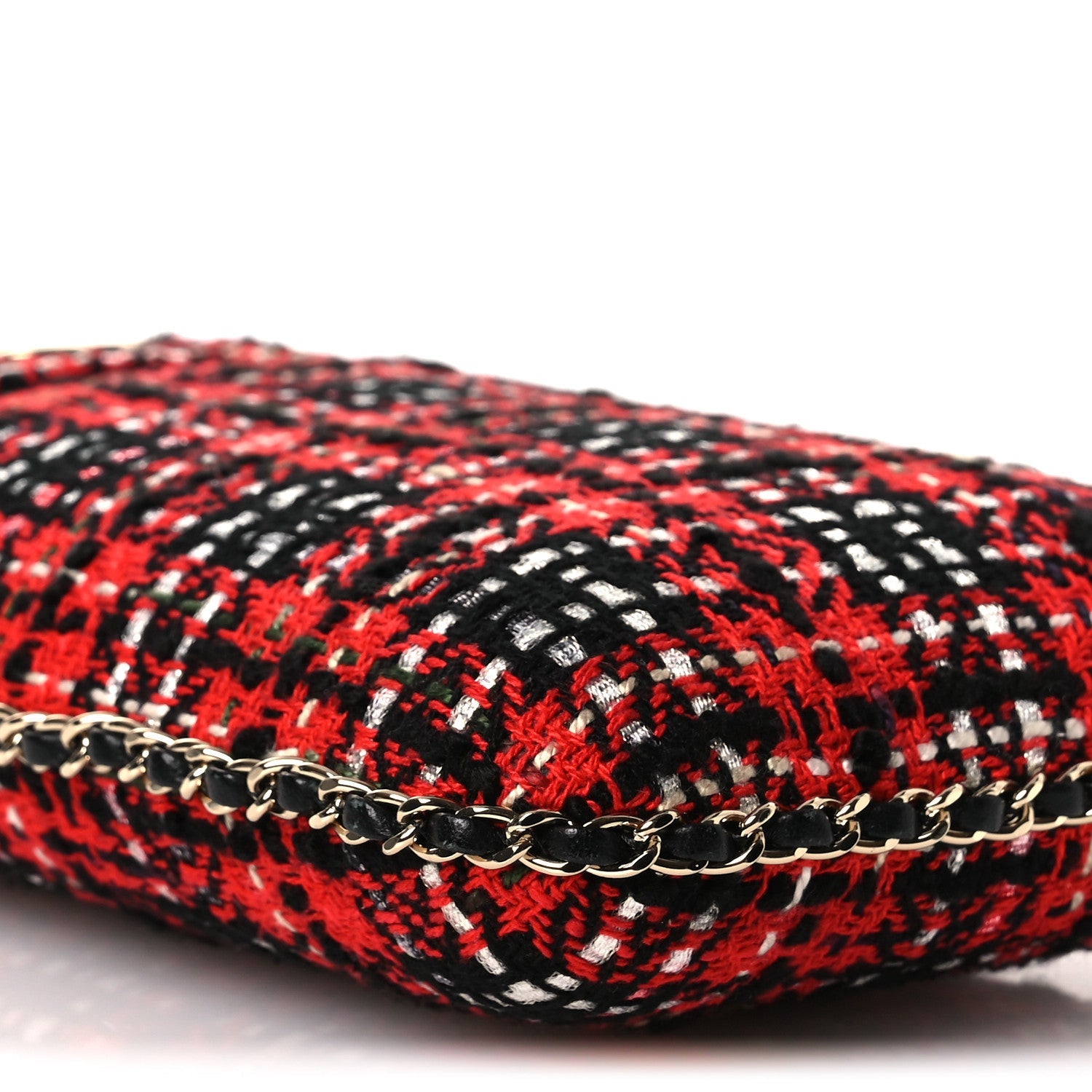 Tweed Chain Around Phone Holder Red Multicolor