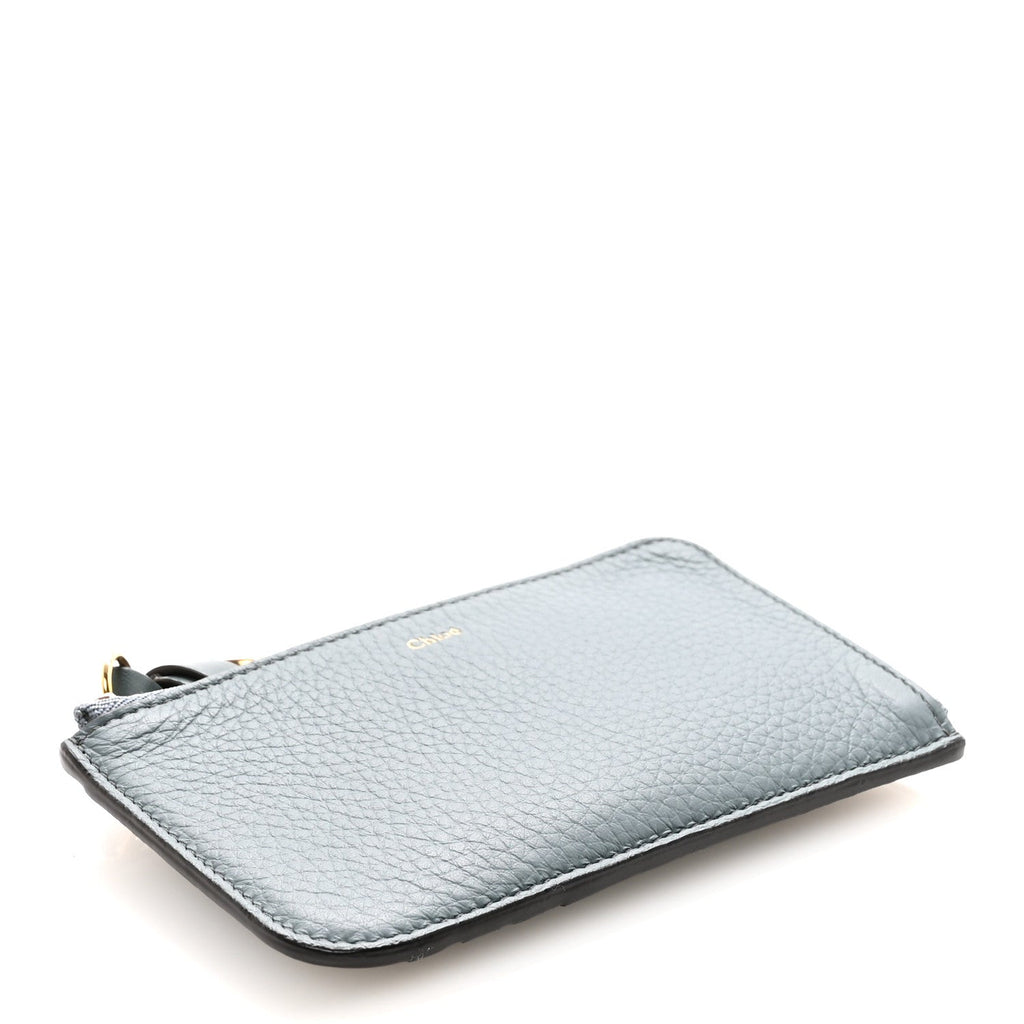 Grained Calfskin Alphabet Zip  Holder Cloudy Blue