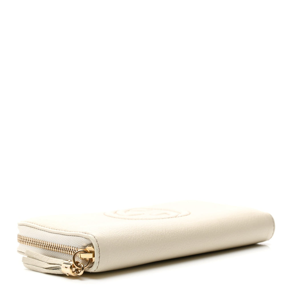 Pebbled Calfskin Soho Zip Around Wallet Off White