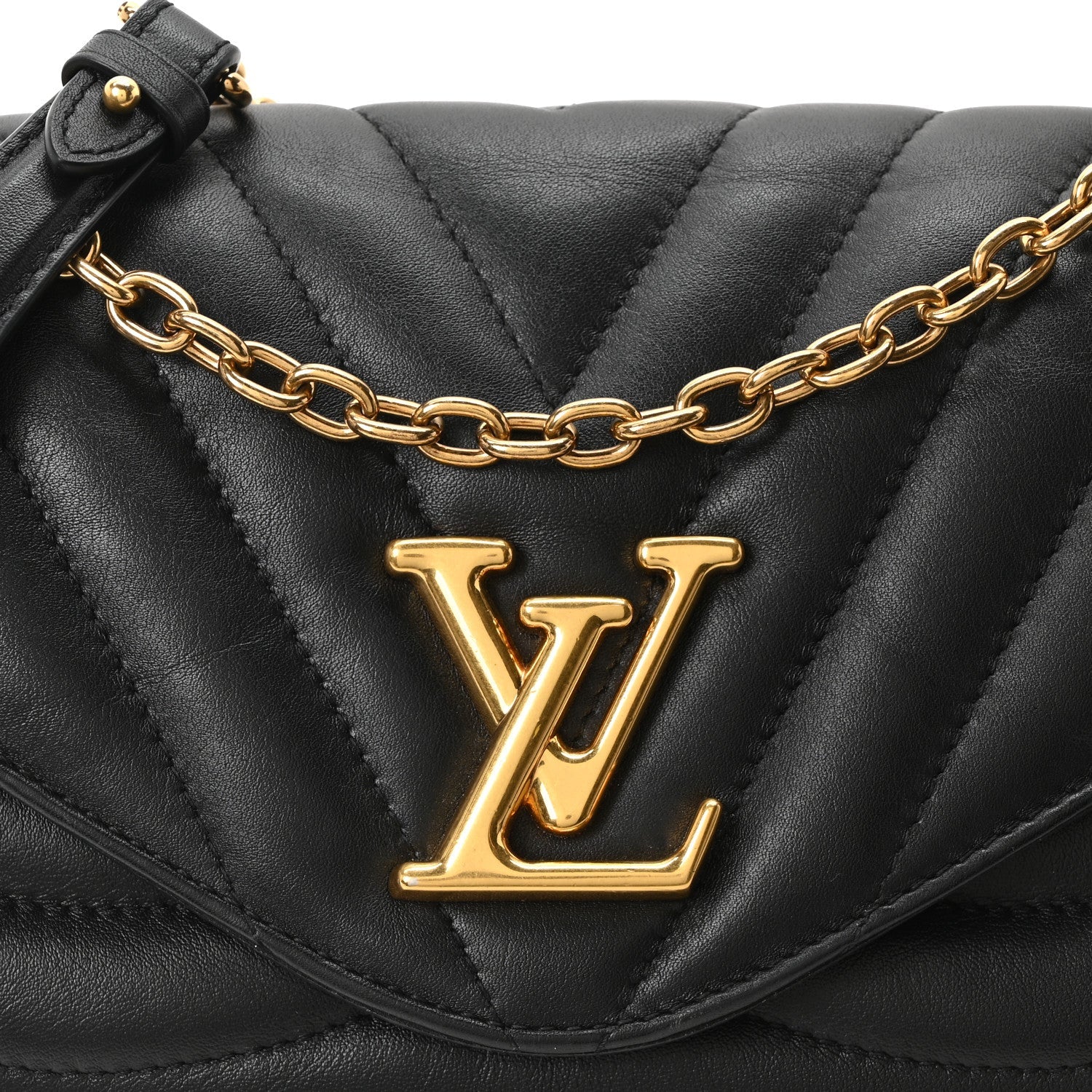 Calfskin LV New Wave Chain Bag Black