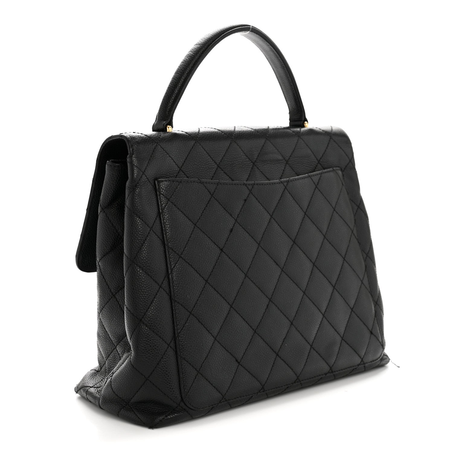 Caviar Quilted Jumbo Kelly Flap Black