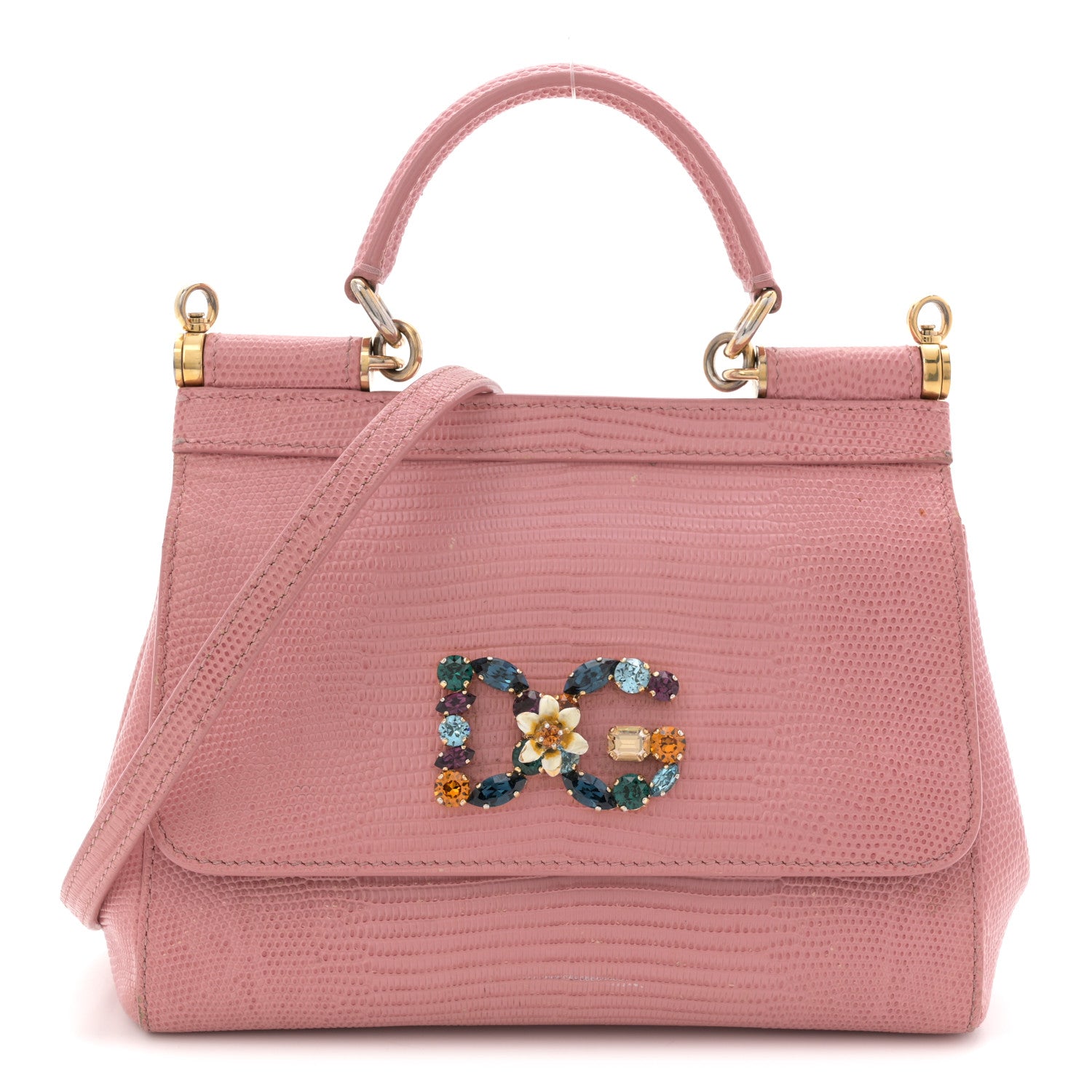 Stampa Iguana Crystal Small Miss Sicily Satchel Candy