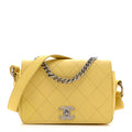 Calfskin Small Stitched Flap Yellow