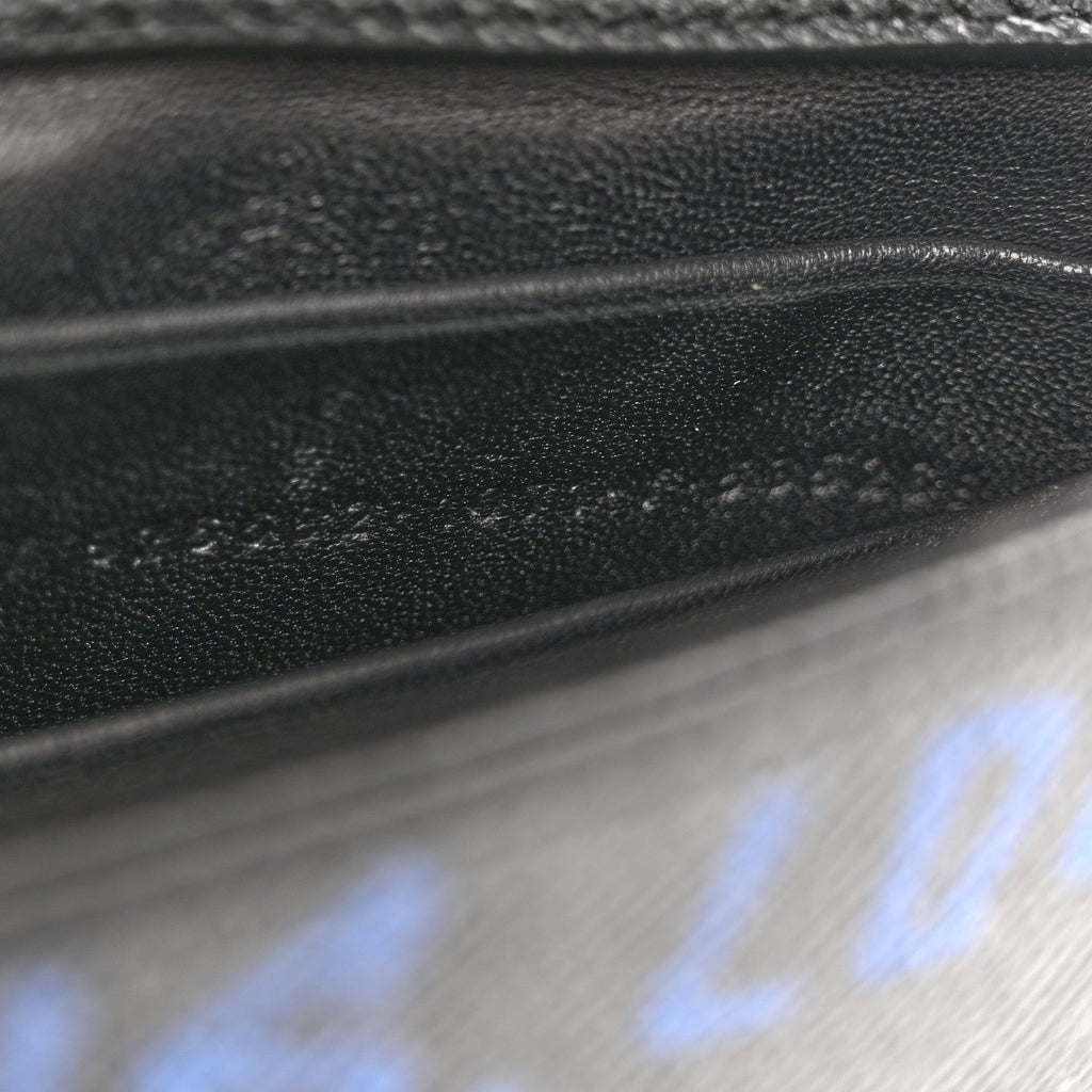 Grained Calfskin Graffiti BB Chain Wallet Black Bleu Violet