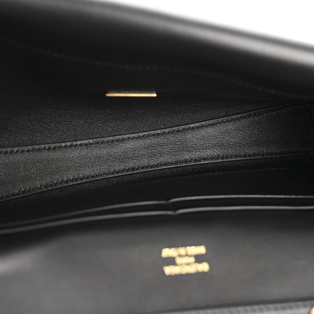Smooth Calfskin Small Bel Air Clutch On Strap Black