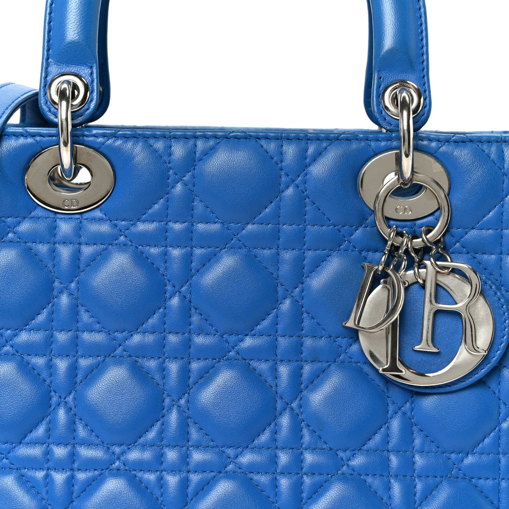 Lambskin Cannage Medium Lady Dior Blue