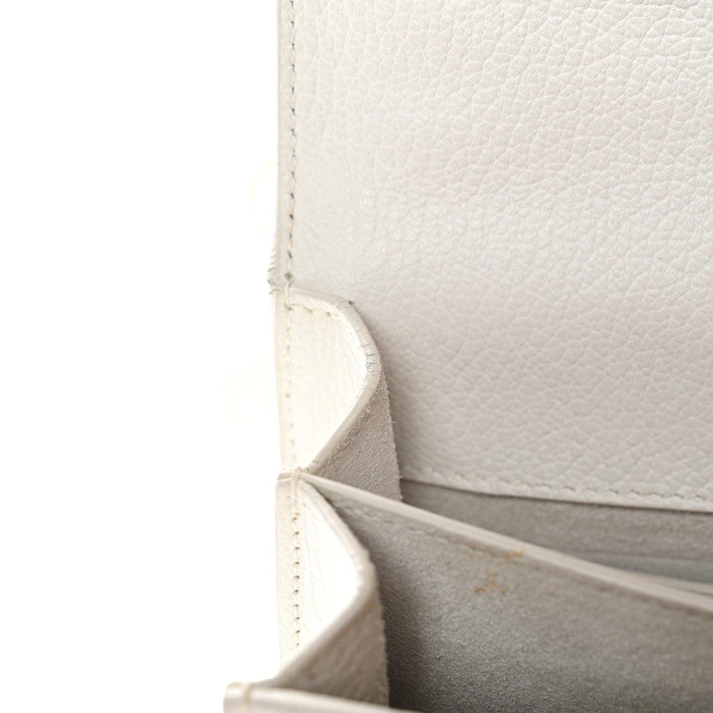 Grained Calfskin Medium Monogram Sunset Satchel White