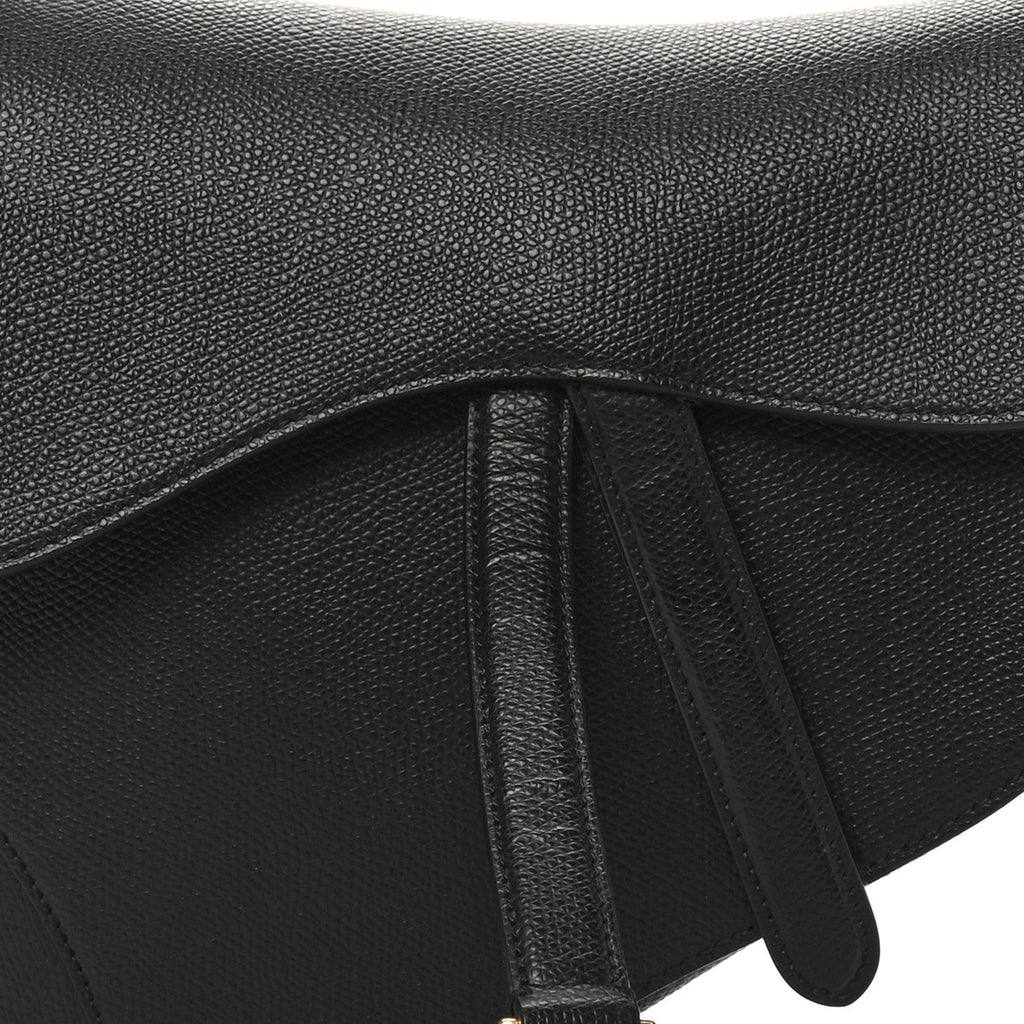 Grained Calfskin Saddle Bag Black