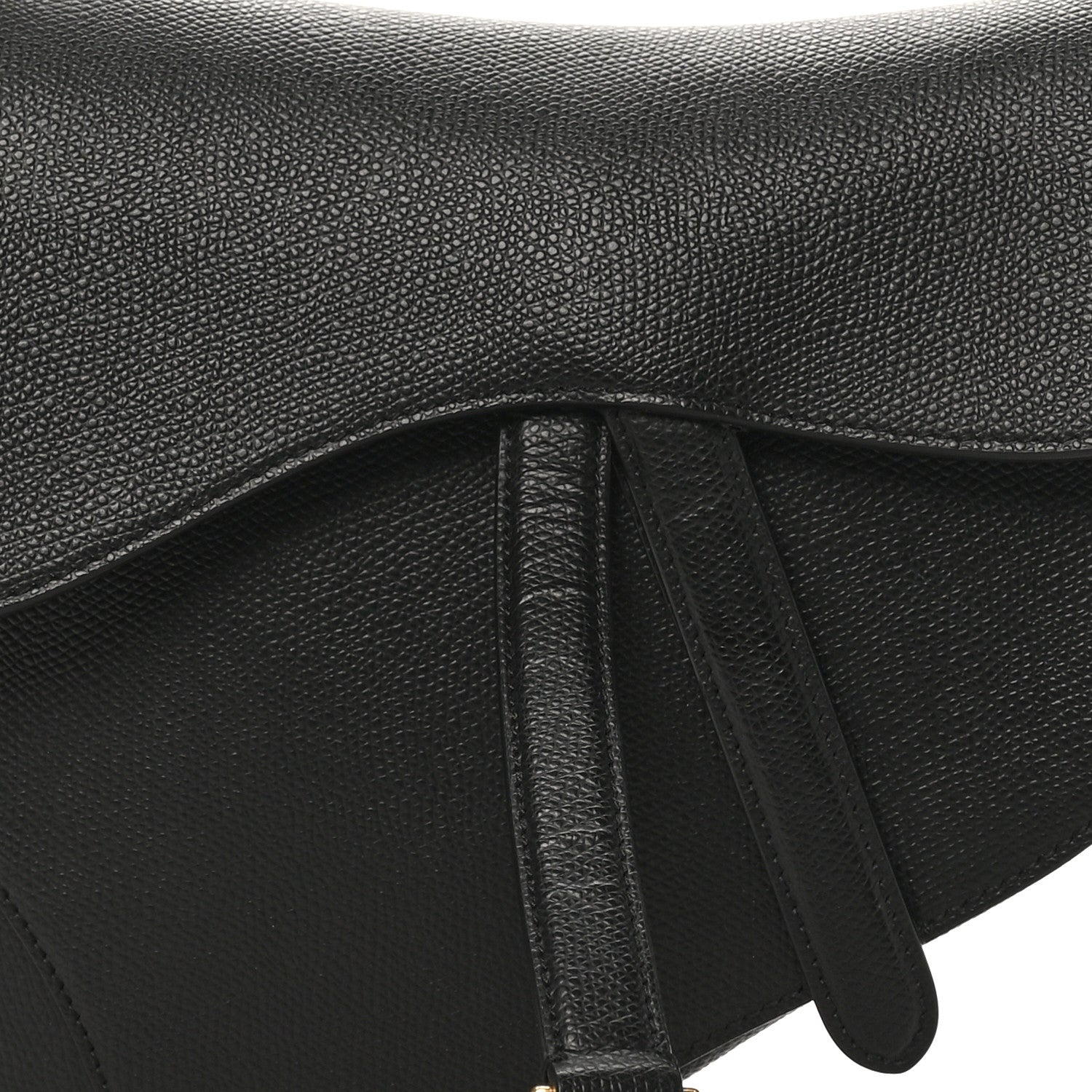 Grained Calfskin Saddle Bag Black