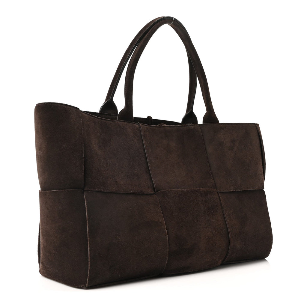 Suede Maxi Intrecciato Small Arco Tote Fondente