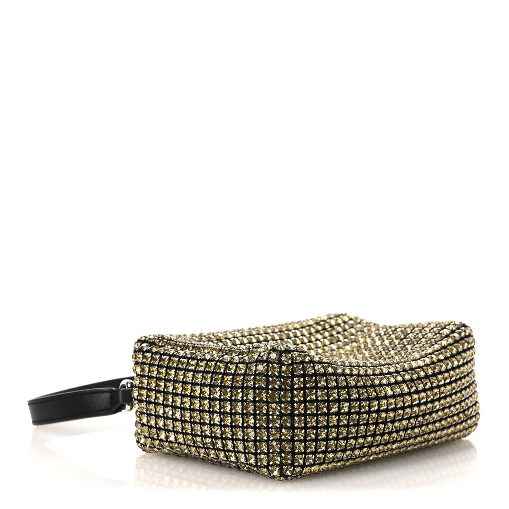 Mesh Crystal Rhinestone Medium Heiress Pouch Porcelain