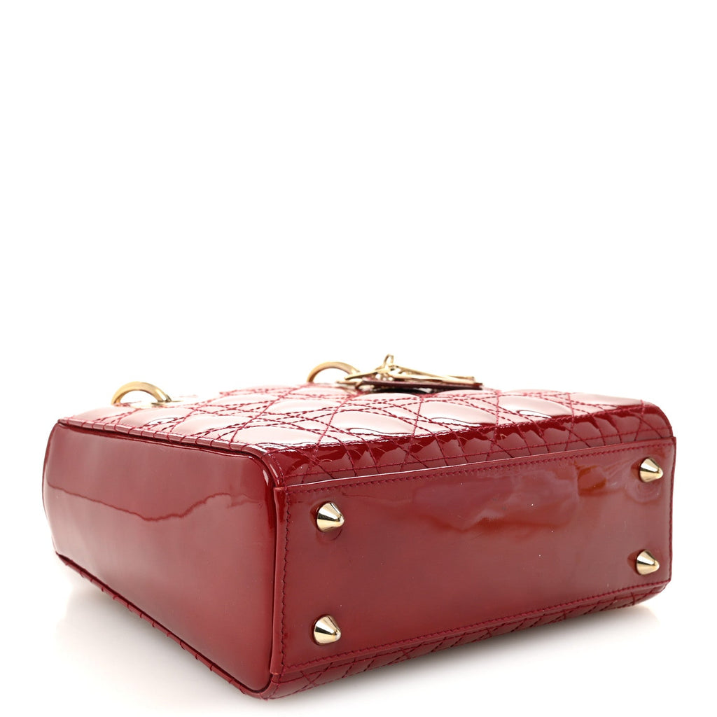 Patent Cannage Small Lady Dior Cherry Red