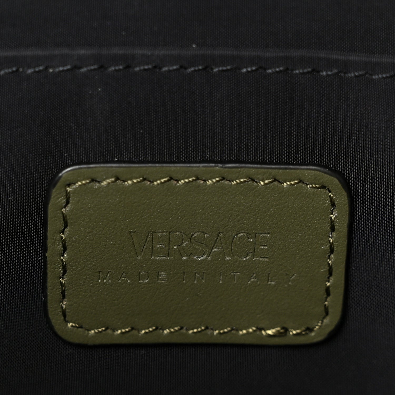 Calfskin Crocodile Embossed La Medusa Pouch Dark Olive