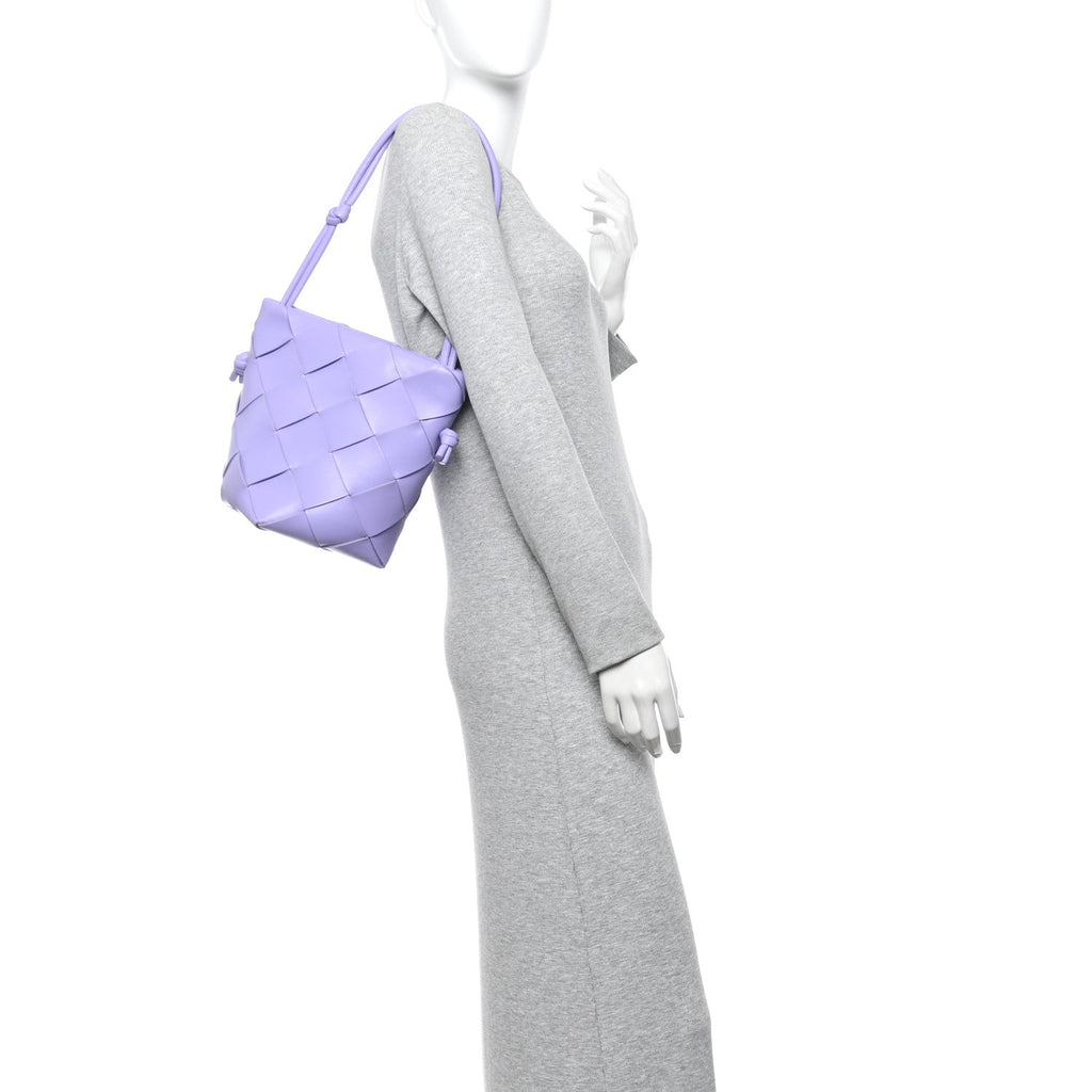 Nappa Maxi Intrecciato Clasp Bucket Bag Wisteria