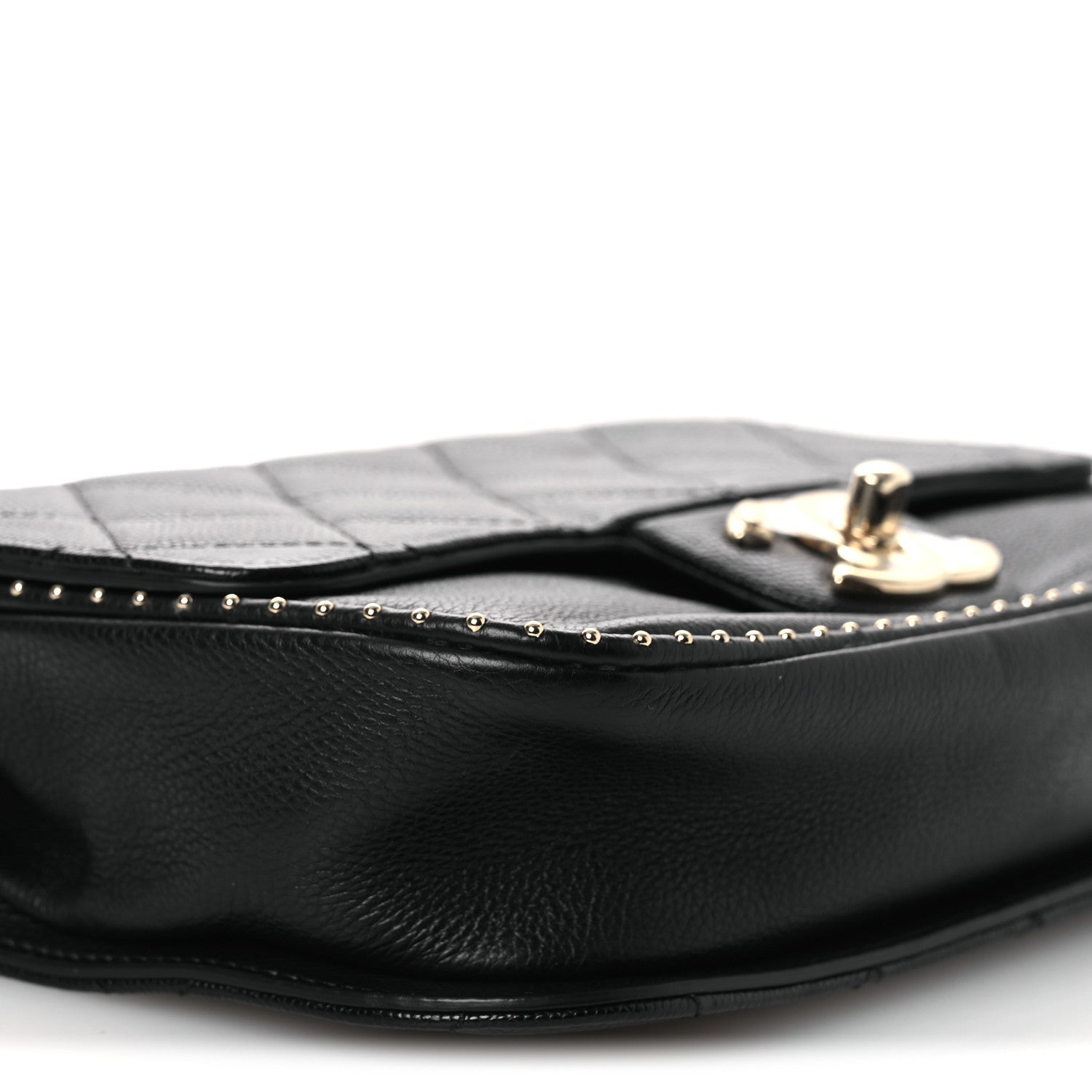 Caviar Quilted Small Studded Flap Black