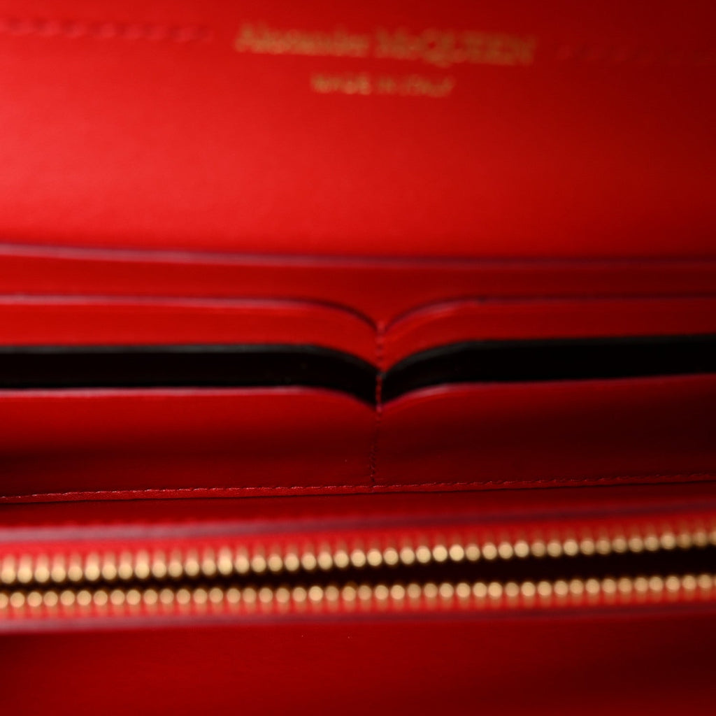 Calfskin Wallet on Chain Red