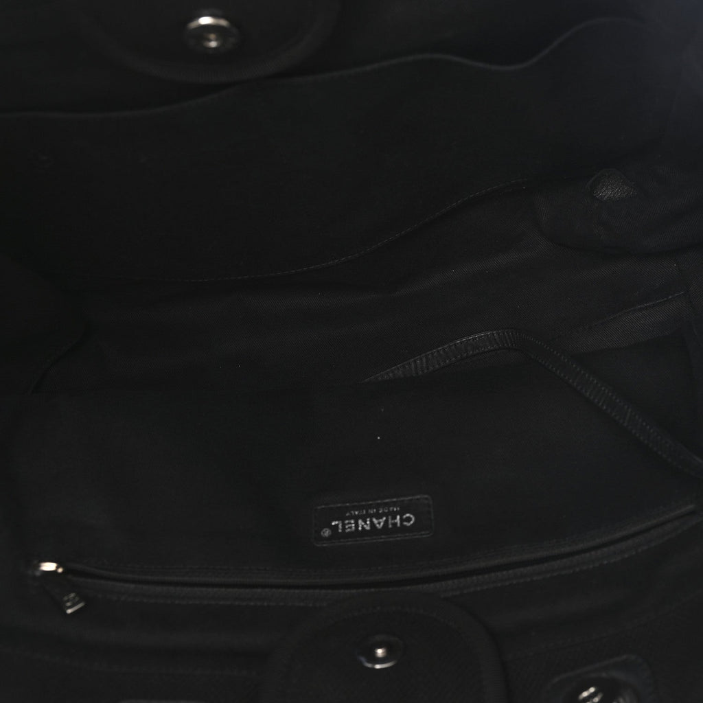 Canvas Pearl Medium Deauville Tote Black